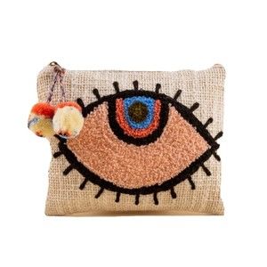 Embroidered Cotton Evil Eye Malocchio Makeup Pouch